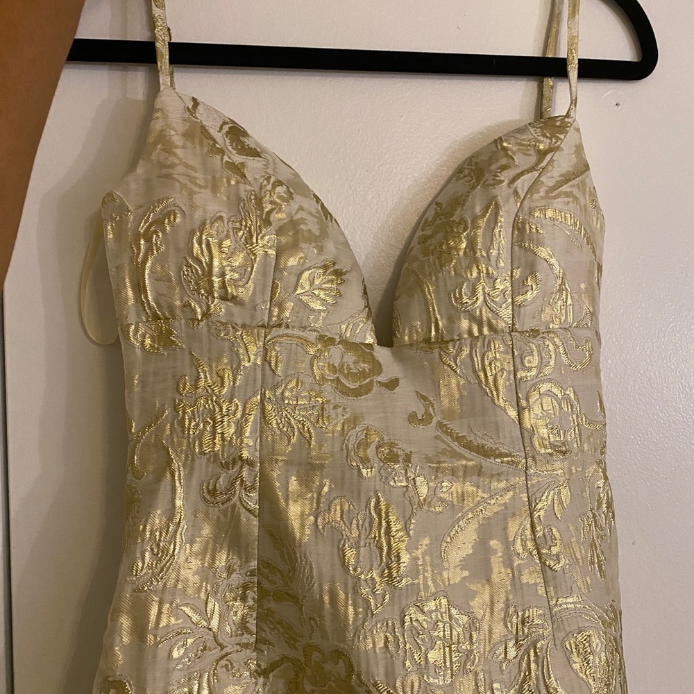 Alamour The Label Gold Brocade Mermaid Gown Dress - Picture 5 of 8
